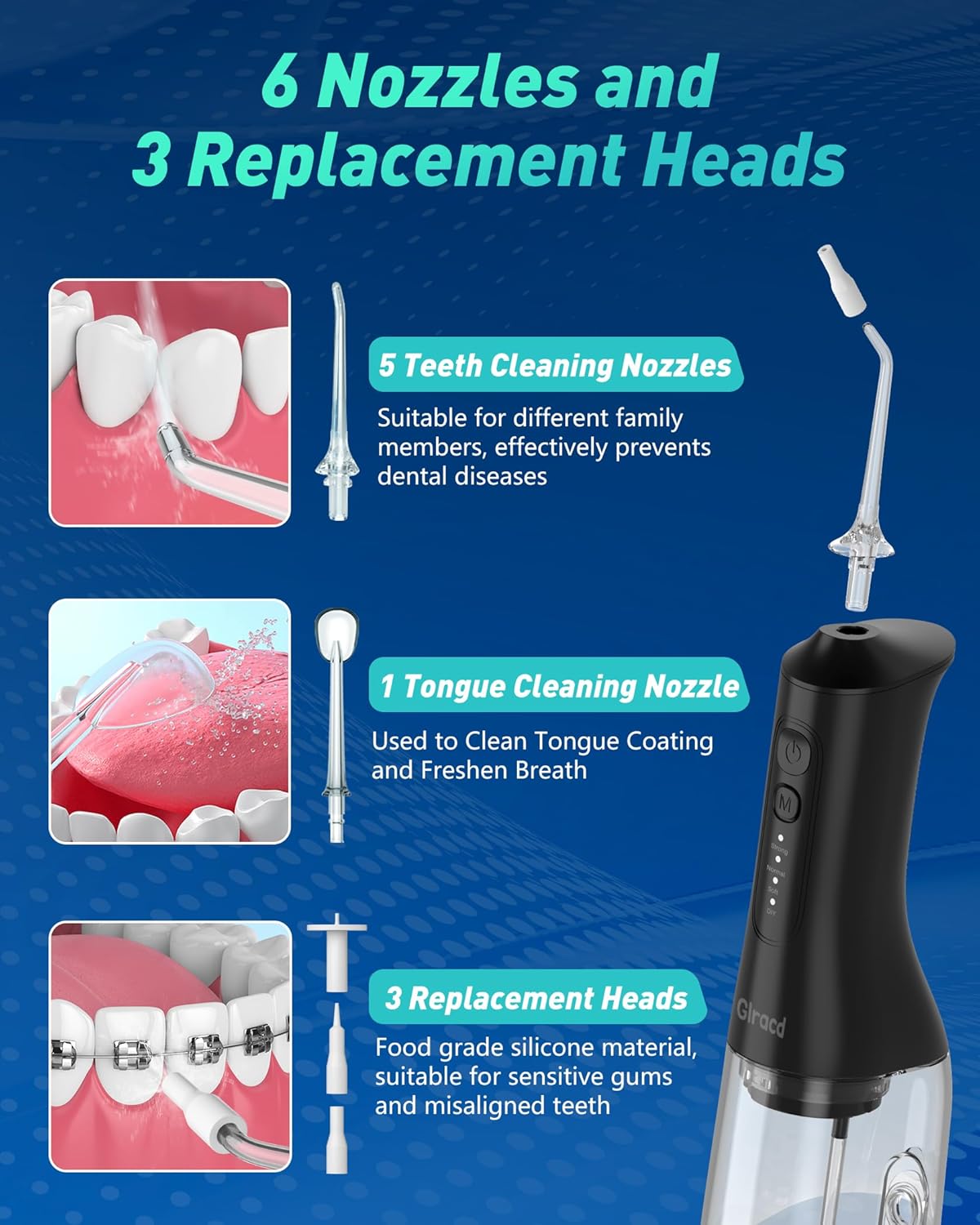 Thumbnail 4 de Glracd cordless water flosser with waterfall microbubble tech and DIY pressure modes