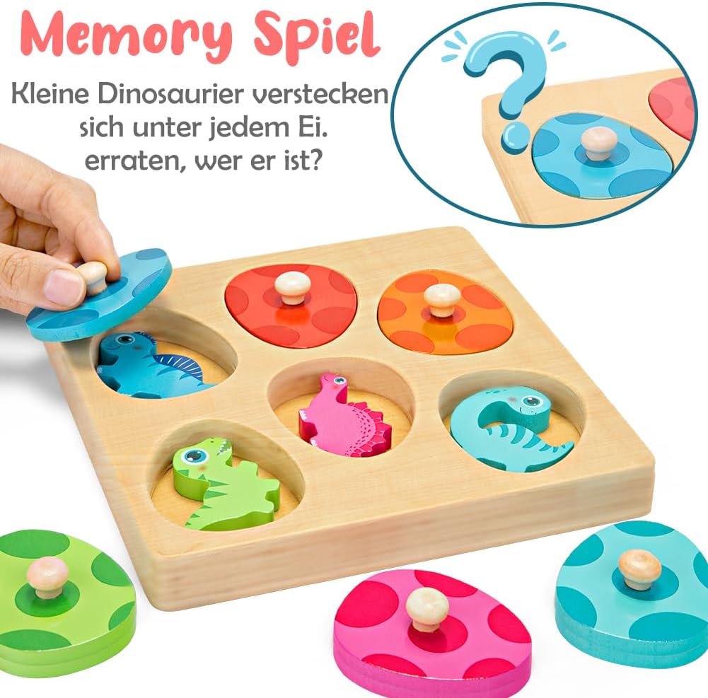 Thumbnail 5 de Holzpuzzle Dino Eier für 12-36 Monate 🧩
