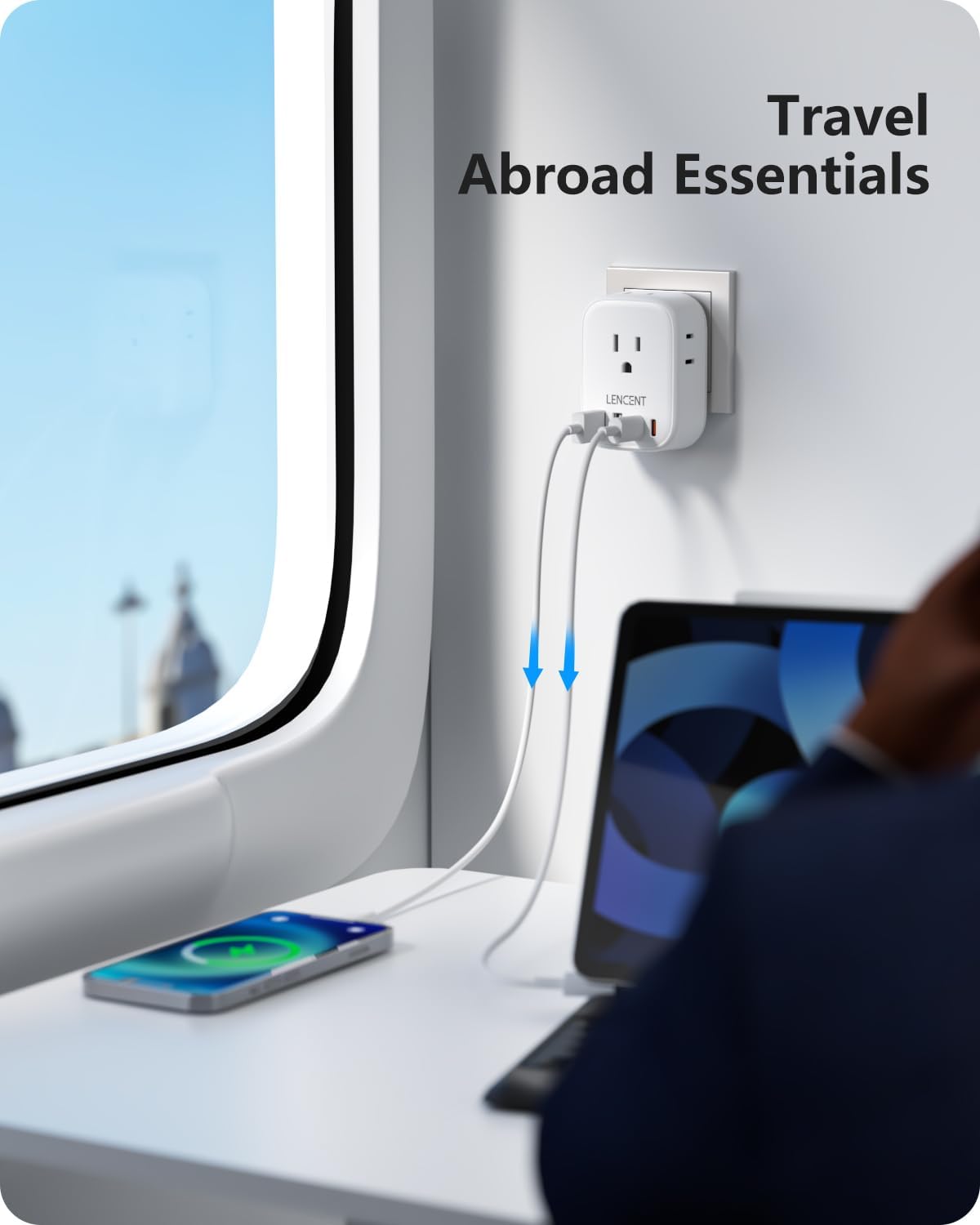 Detalle de LENCENT PA050USIN Type D Travel Adapter, 4 Outlets and 4 USB Ports