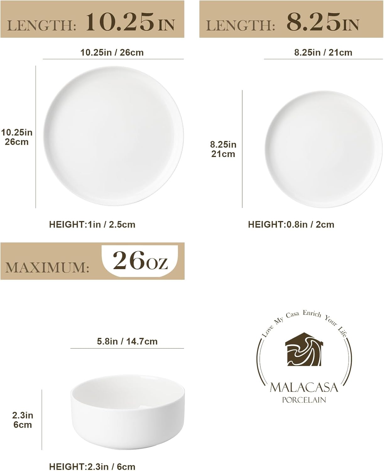 Thumbnail 1 de MALACASA Luna 12-Piece Porcelain Dinnerware Set