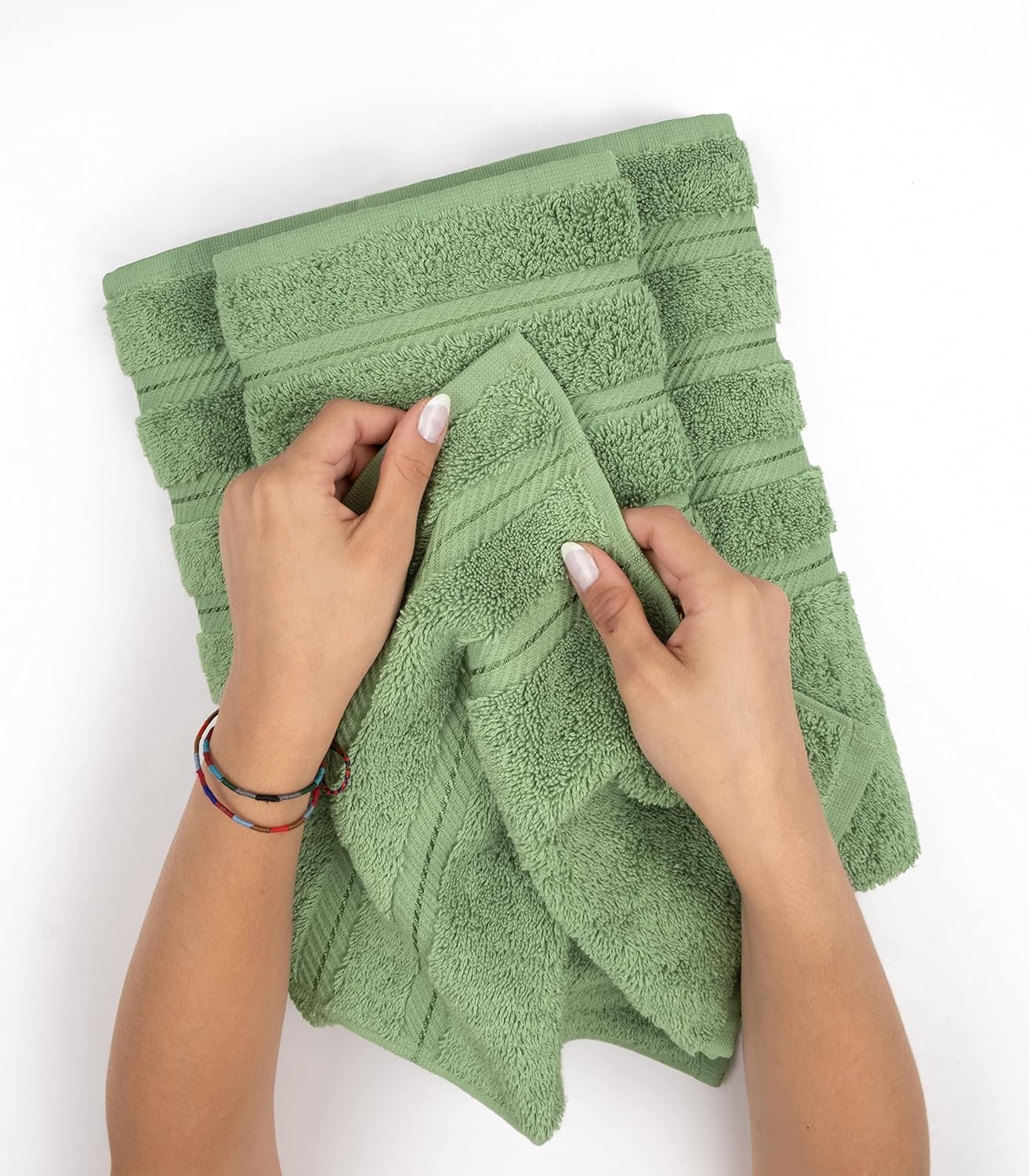 Thumbnail 5 de American Soft Linen Luxury 6-Piece Turkish Towel Set (Sage Green) — 600 GSM Cotton