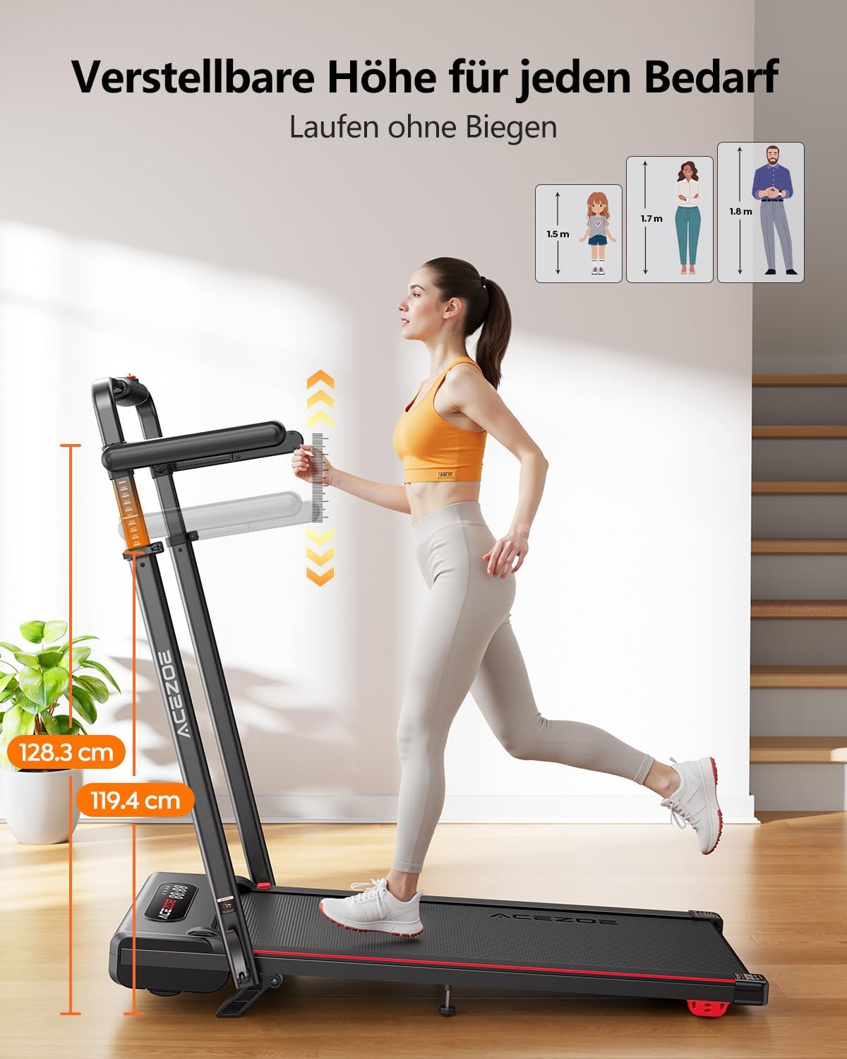 Detalle 2 de 6 in 1 Laufband für Zuhause mit Steigung 10%