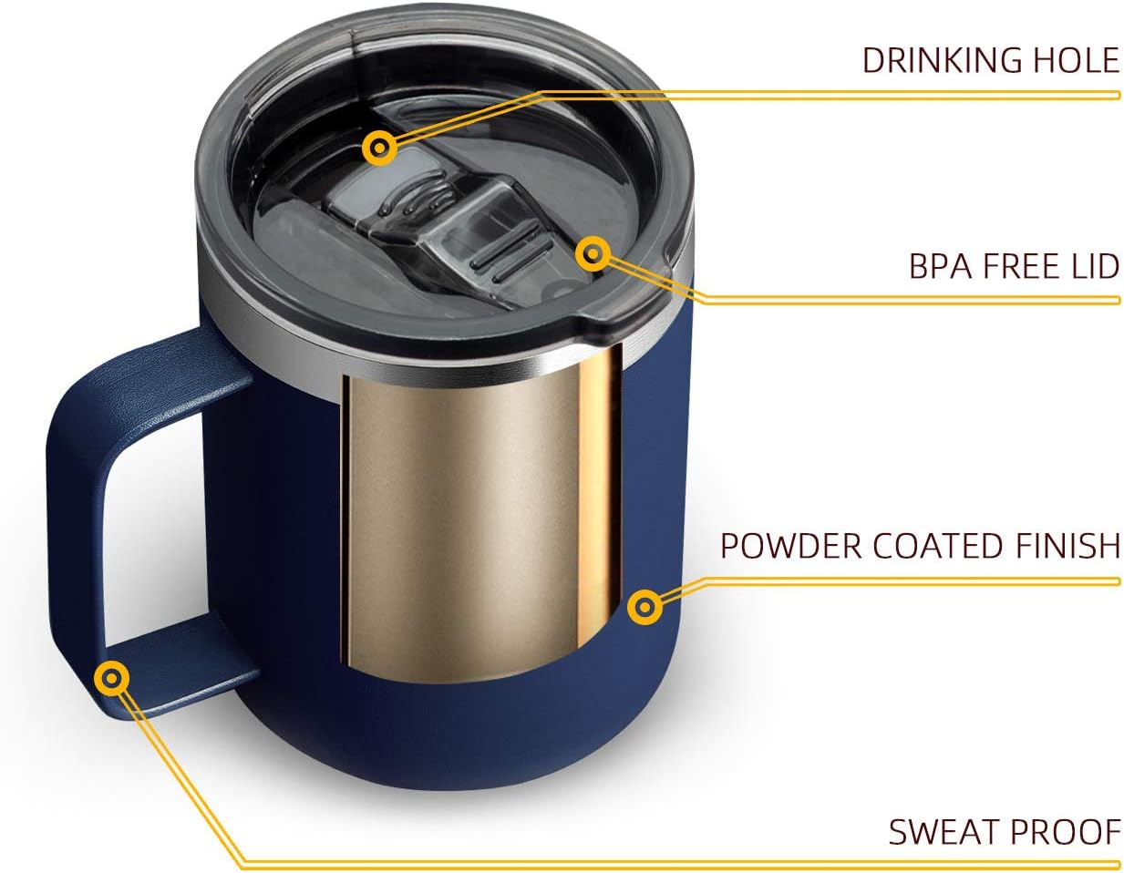 Thumbnail 4 de ALOUFEA 12oz Navy Stainless Steel Insulated Mug