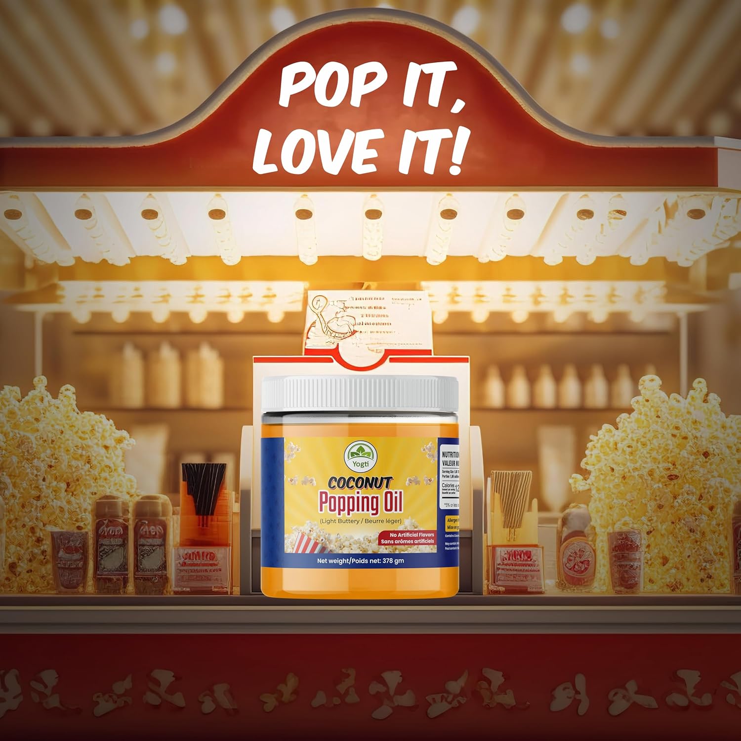 Thumbnail 6 de Yogti Popcorn Popping Oil, 378 ml, Light Buttery Flavour