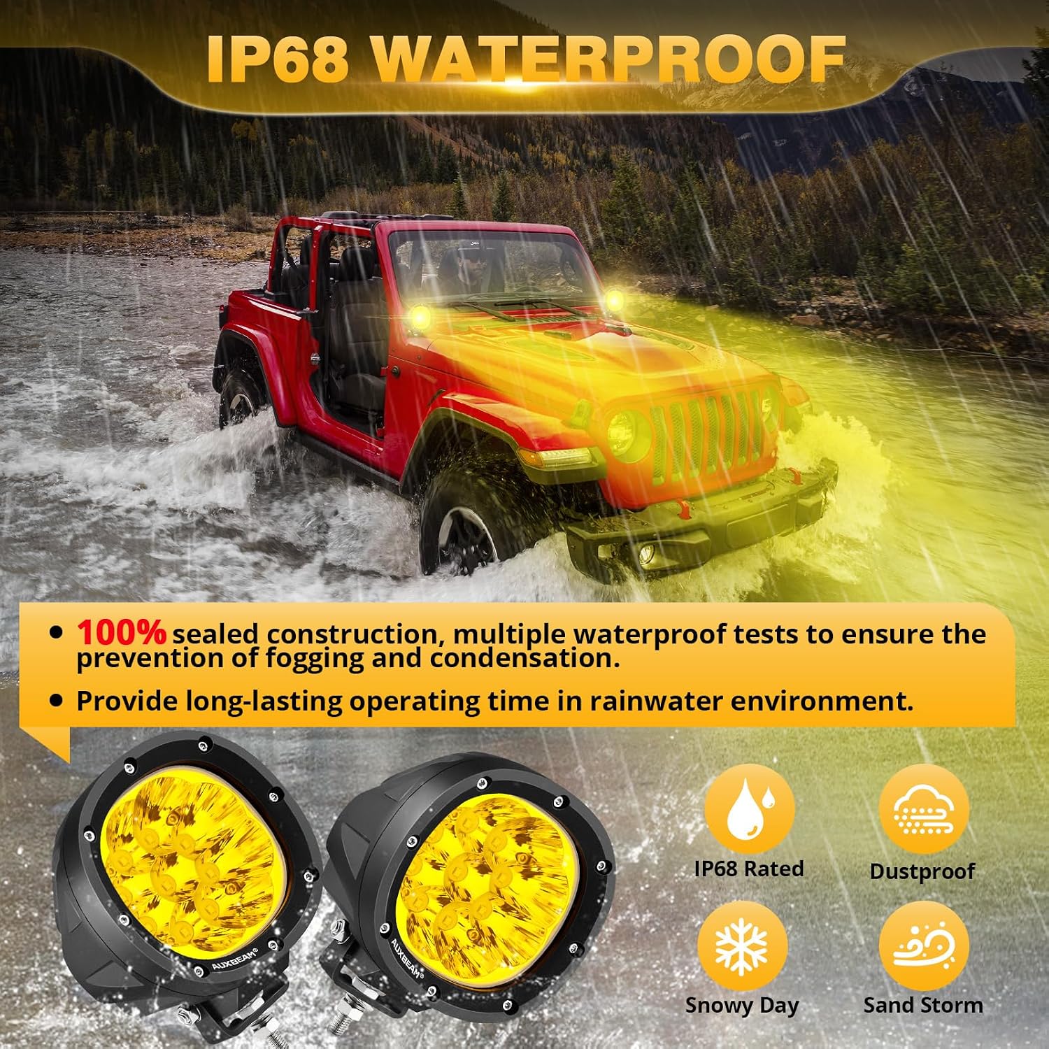 Detalle 2 de Auxbeam P4 4 Inch 90W Amber LED Fog Lights
