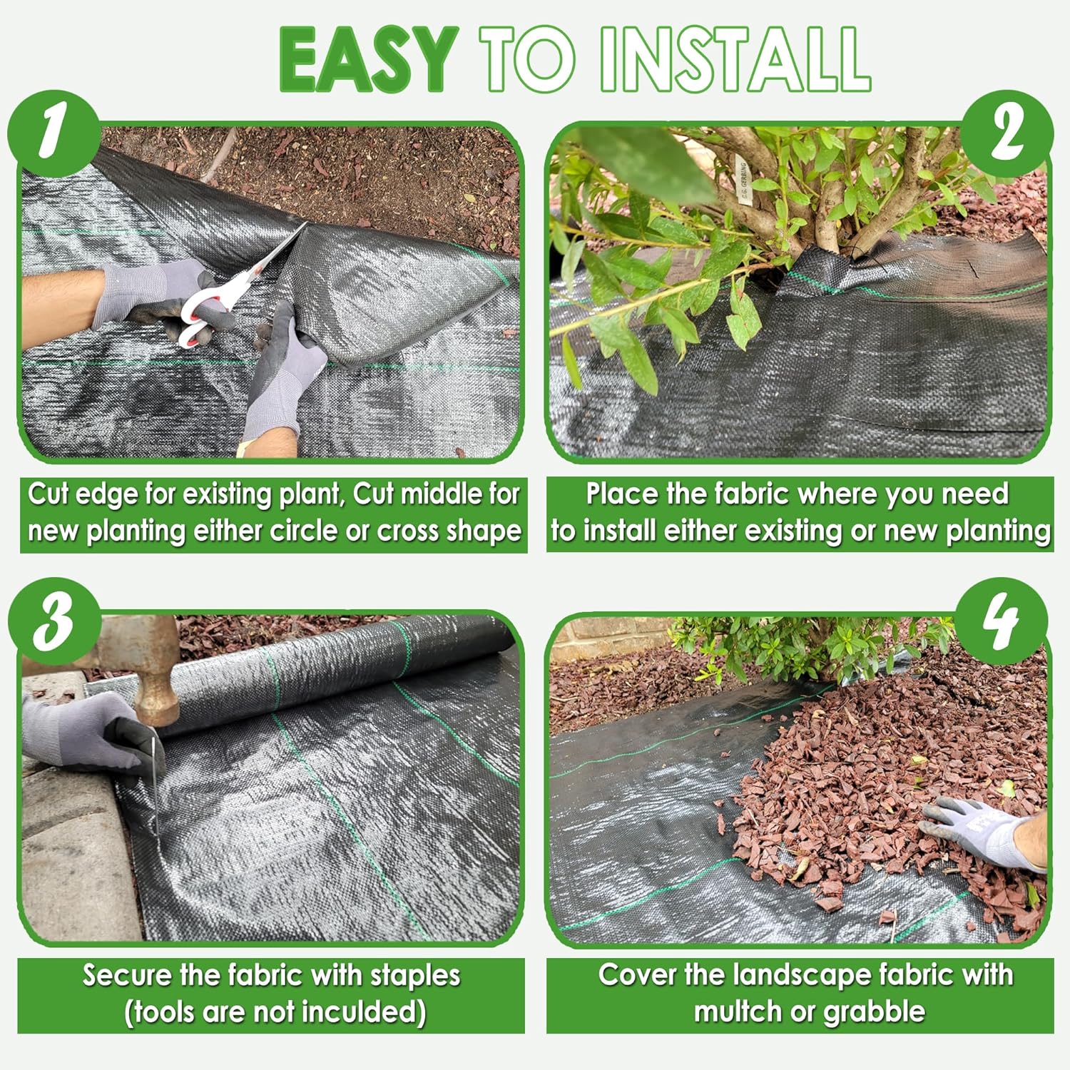 Detalle de AGGAFA 110gsm Weed Barrier Fabric (1M x 20M) – Premium 100% Virgin Material for Landscaping, Farming and Gardening