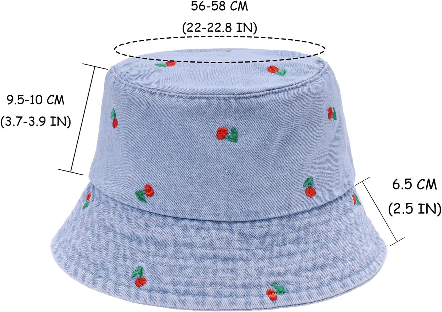 Detalle 2 de MILAKOO Fischerhut Damen Sommer faltbar – Unisex Bucket Hat aus Baumwolle/Denim mit Stickerei