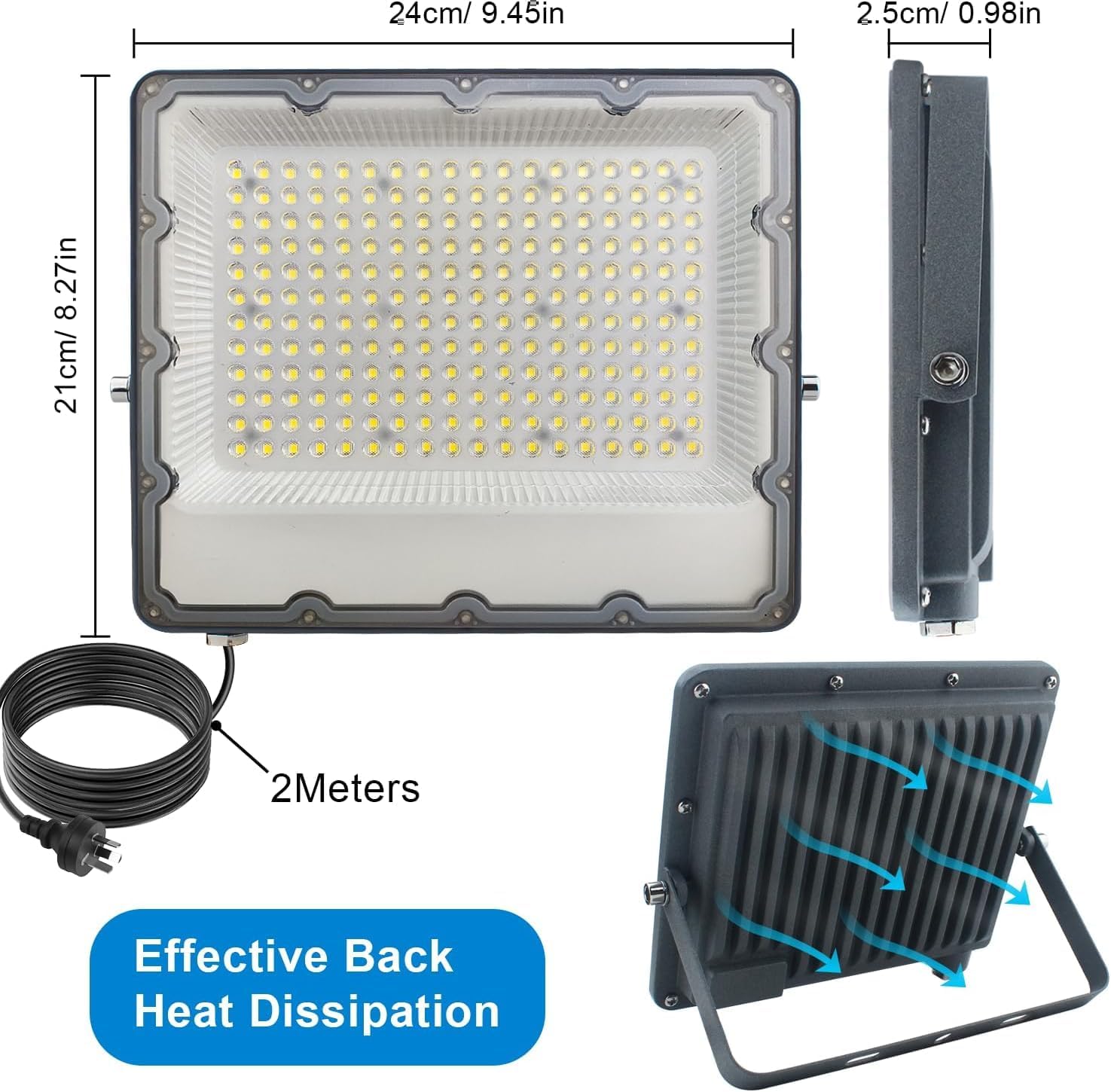Detalle de SWEALEER Flood Lights, 200W LED 2-Pack, 20,000 lm, 6500K, IP66
