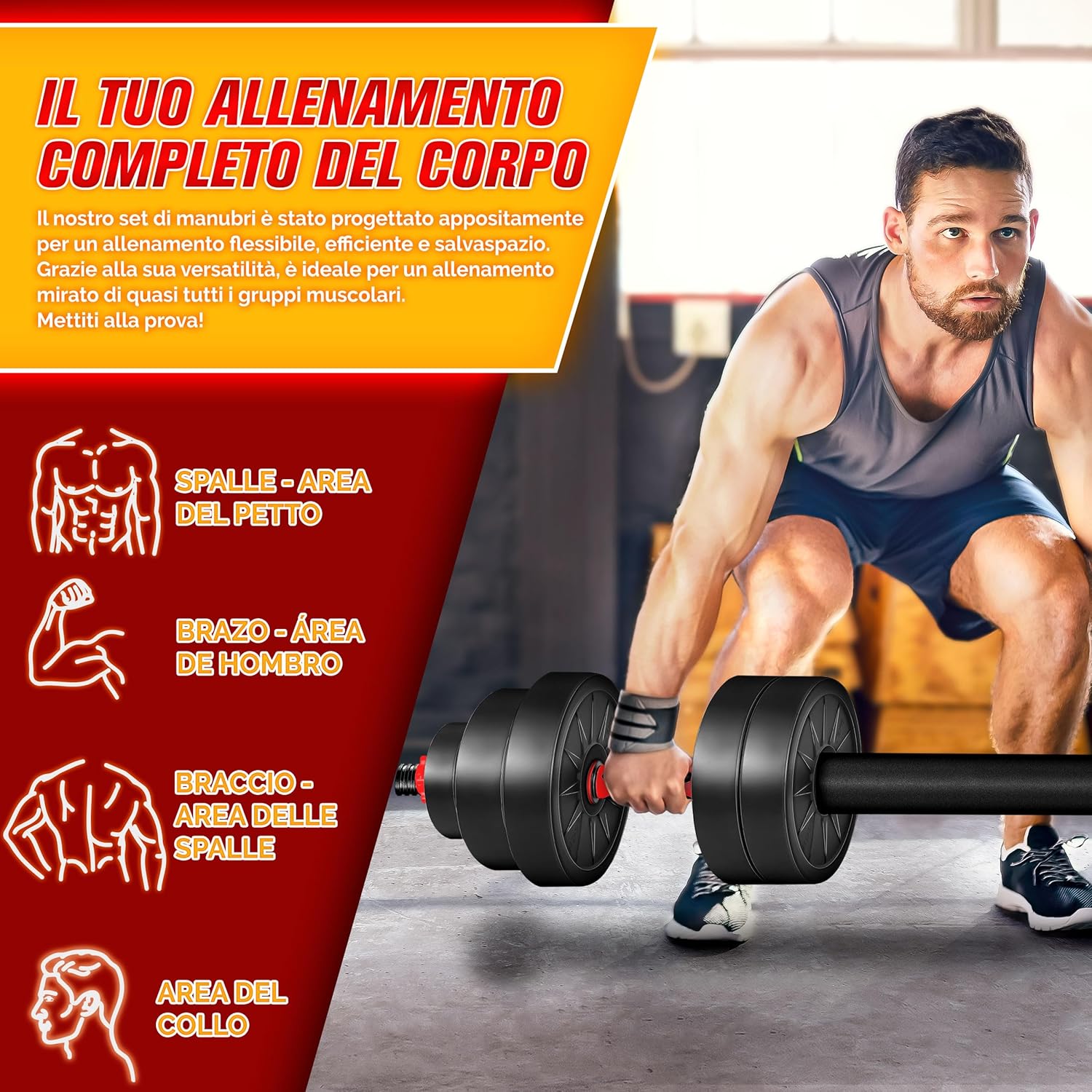 Detalle de RE:SPORT Set di manubri regolabili 2 in 1 15–40 kg con raccordo 300 mm