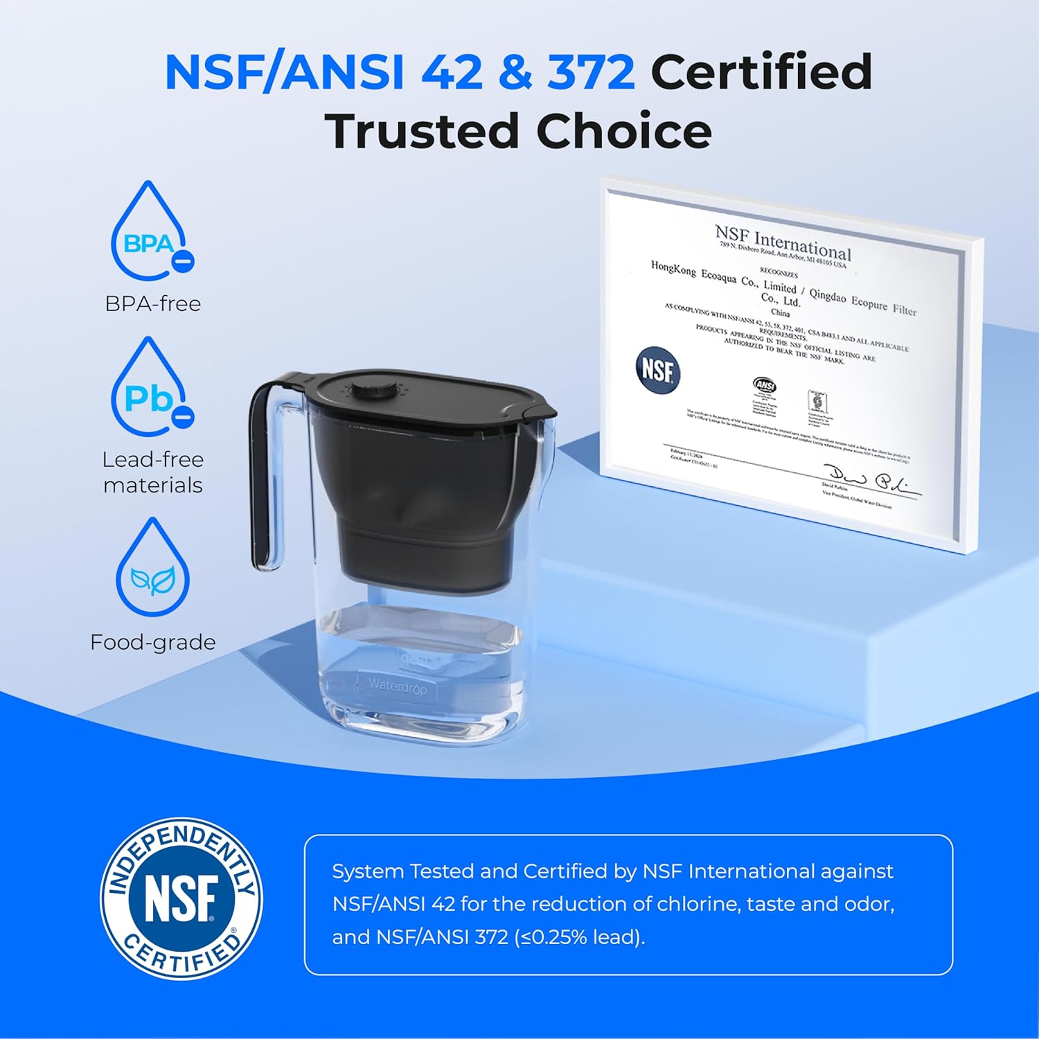 Thumbnail 3 de Waterdrop Water Filter Jug – 2.5L with NSF Certification and 3-Month Filter
