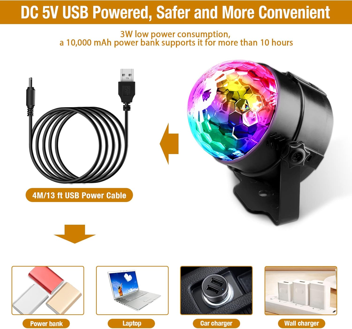 Detalle 2 de Gobikey Disco Lights 3W RGB portable disco ball 🎉