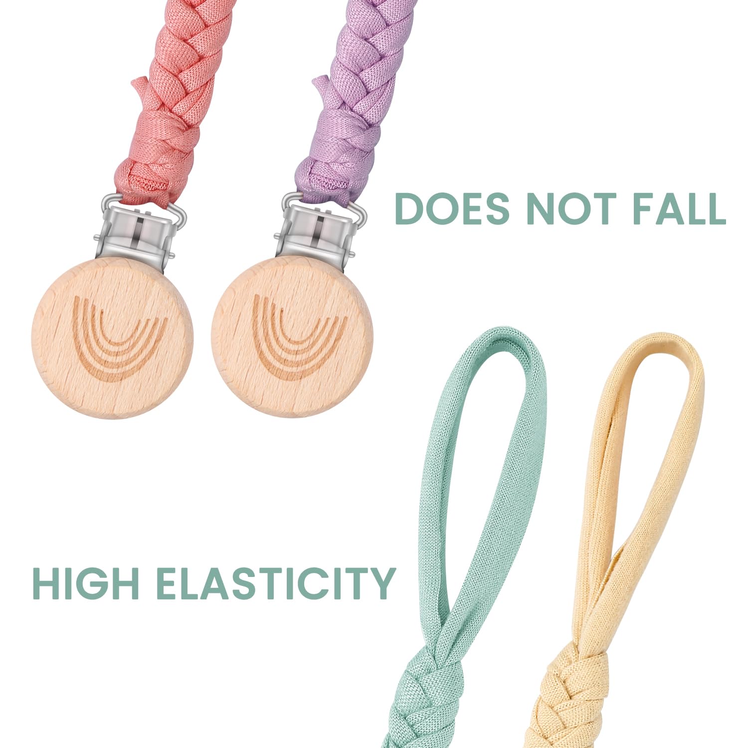Thumbnail 6 de CLDY Baby Schnullerkette Clip im 4er-Pack – Schnullerband mit Clip für Kinderwagen, Babytrage und Autositz