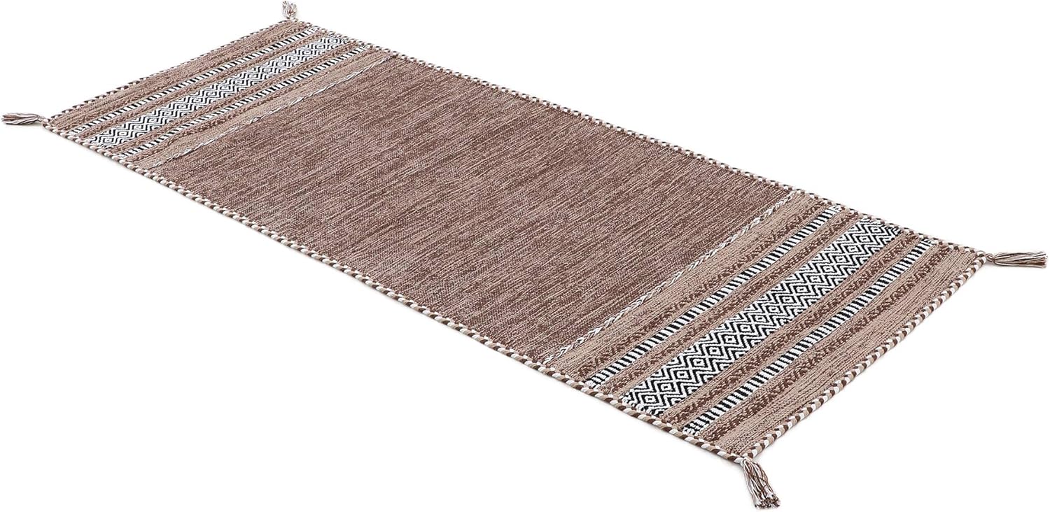 Thumbnail 1 de CarpetFine Alfombra Kelim Azizi Marrón 80x400 cm 🏡 Elegante y Moderna
