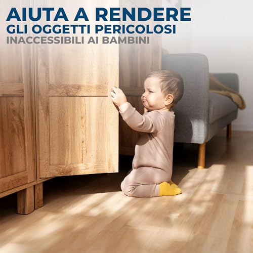 Detalle de Hoffenbach Blocca Cassetti per Bambini, 12 Serrature + 3 Chiavi – Chiusura magnetica invisibile, Bianco