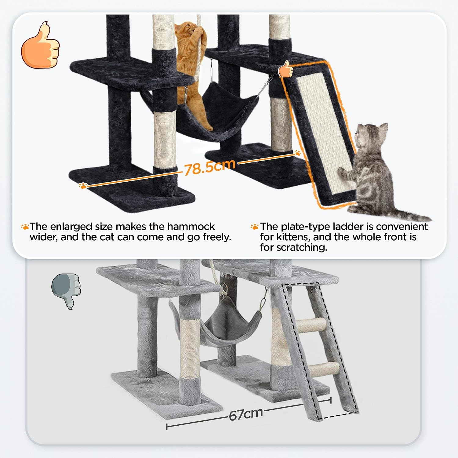 Thumbnail 6 de Yaheetech 159cm Cat Tree with Hammock