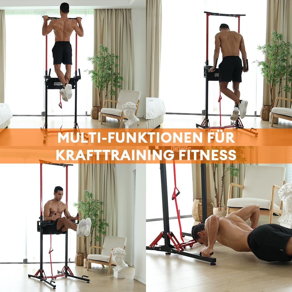 Thumbnail 3 de ONETWOFIT Barra per trazioni autoportante pieghevole con dip e altezza regolabile 127-224 cm