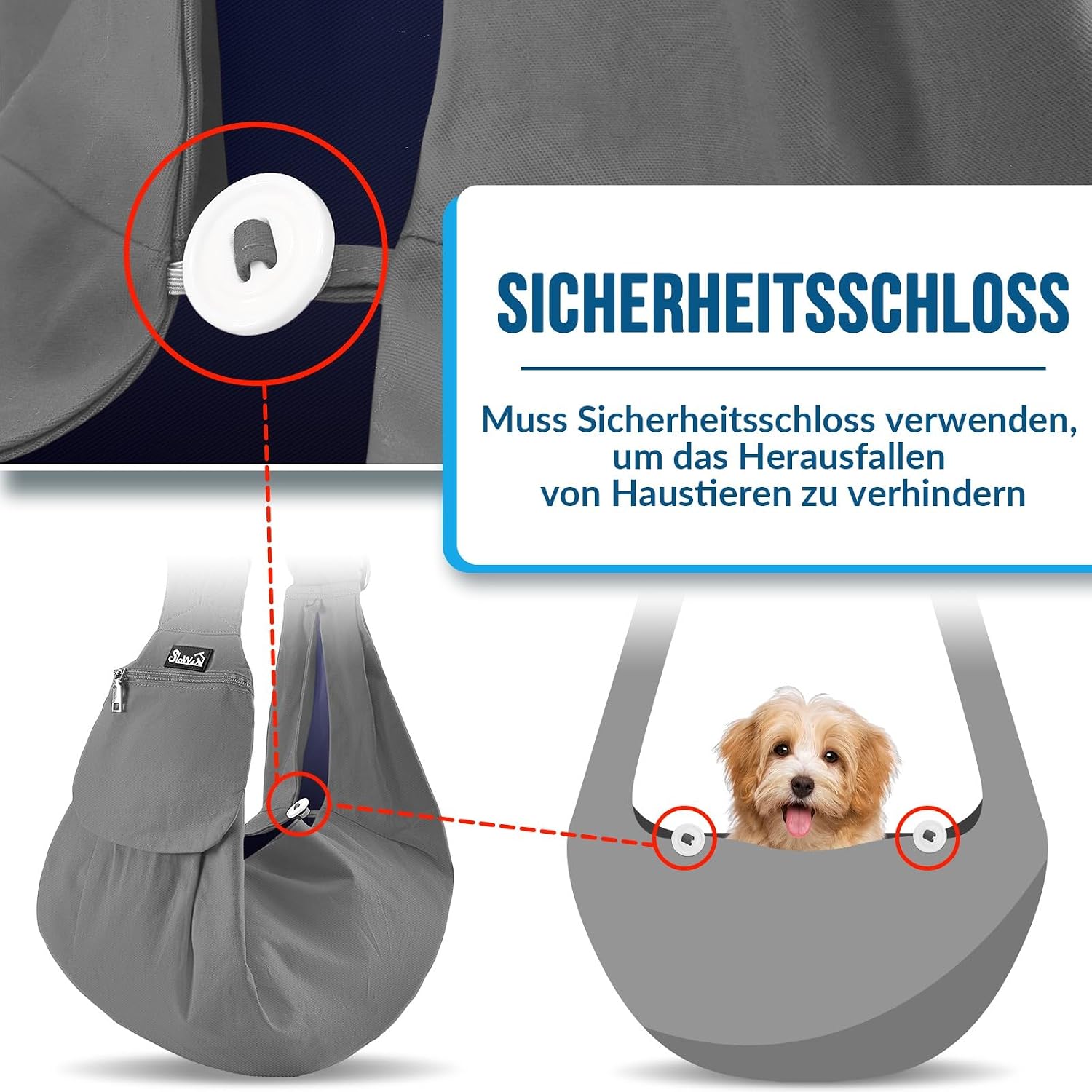 Detalle de SlowTon Hundetragetasche – Gepolsterte Tragetasche für kleine Hunde und Katzen