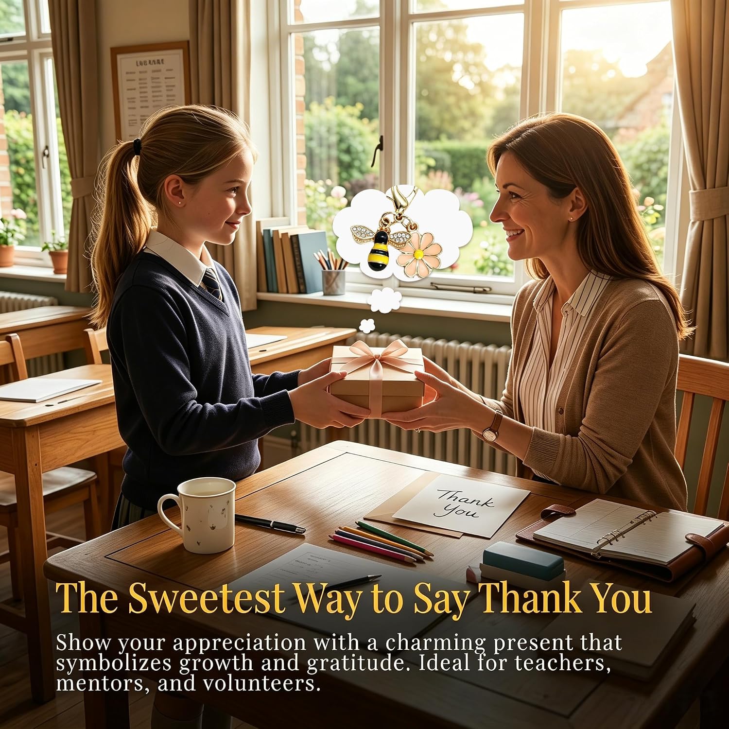 Thumbnail 6 de Thank You Teacher Gifts for Women – Personalised 6Pcs Bee & Flower Keyrings