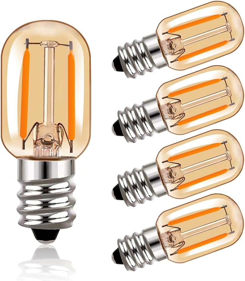 Detalle de Hcnew T22 E14 LED-filamentlamp 1 W, amberglas, 2200 K, 5 stuks