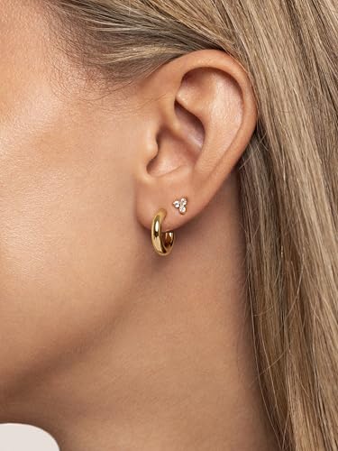 Detalle 2 de SINGULARU Pendiente Trébol Plata 925, baño 18 Kt 💍