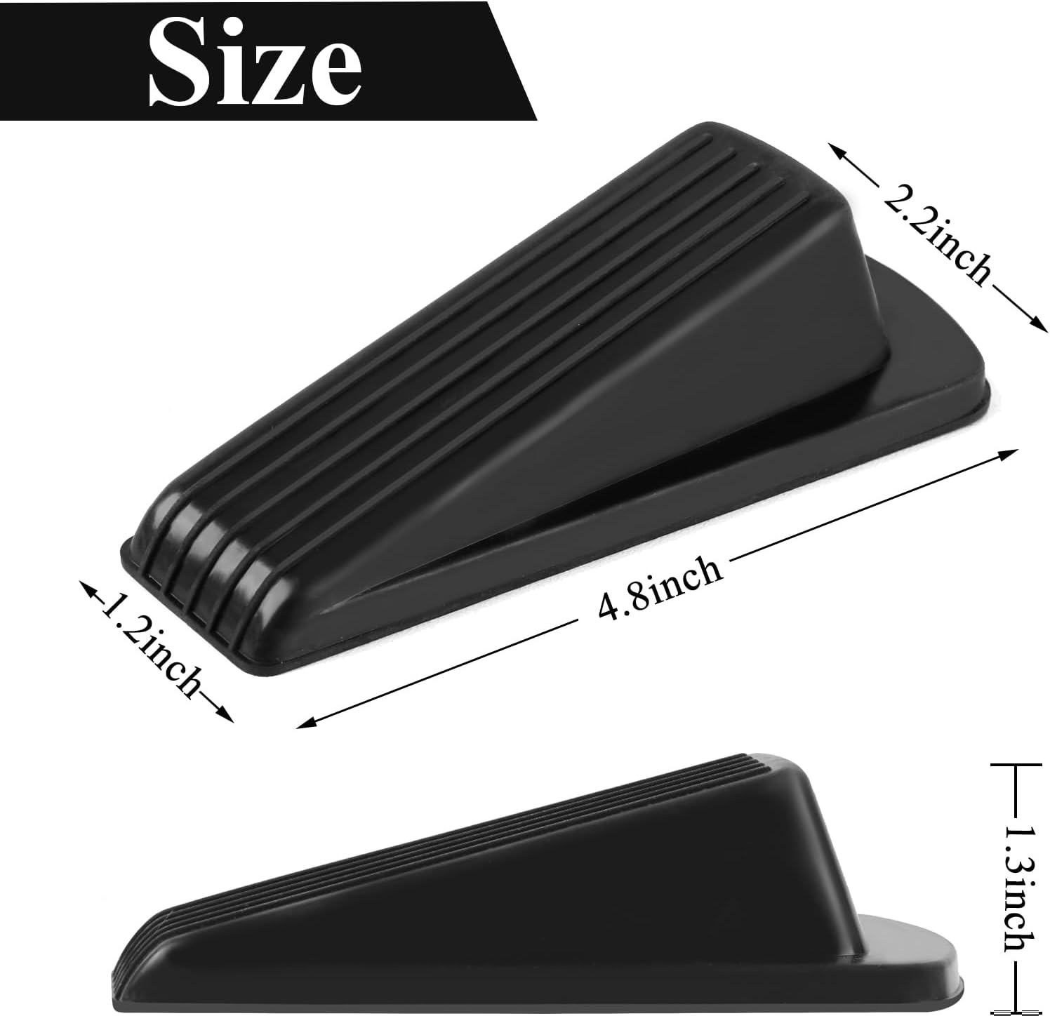 Thumbnail 1 de Utron YH001 4-Pack Rubber Door Stops, Black Stackable Wedges