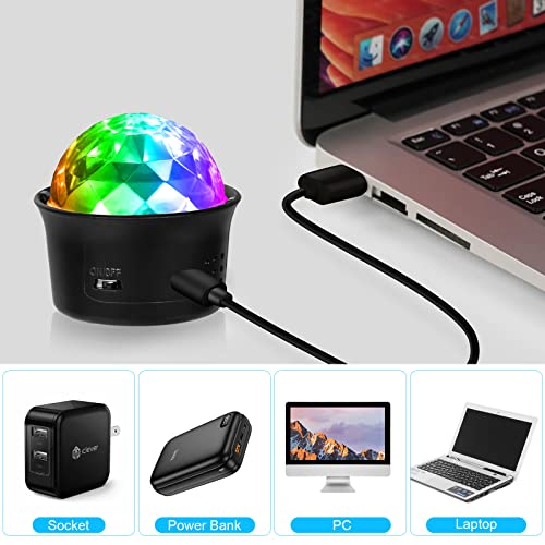 Detalle de URAQT Mini Discokugel Licht – tragbares USB-Diskolicht mit Sprachsteuerung und Mixfarben