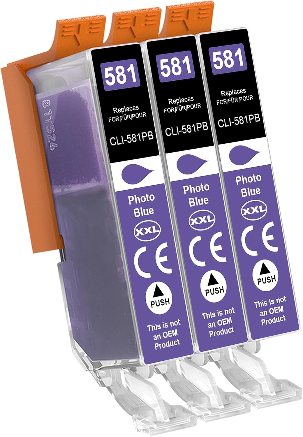 Detalle de Lot de 3 cartouches Canon CLI-581XXL PB Photo Blue compatibles pour imprimantes Canon Pixma TS (CLI581 XXL)