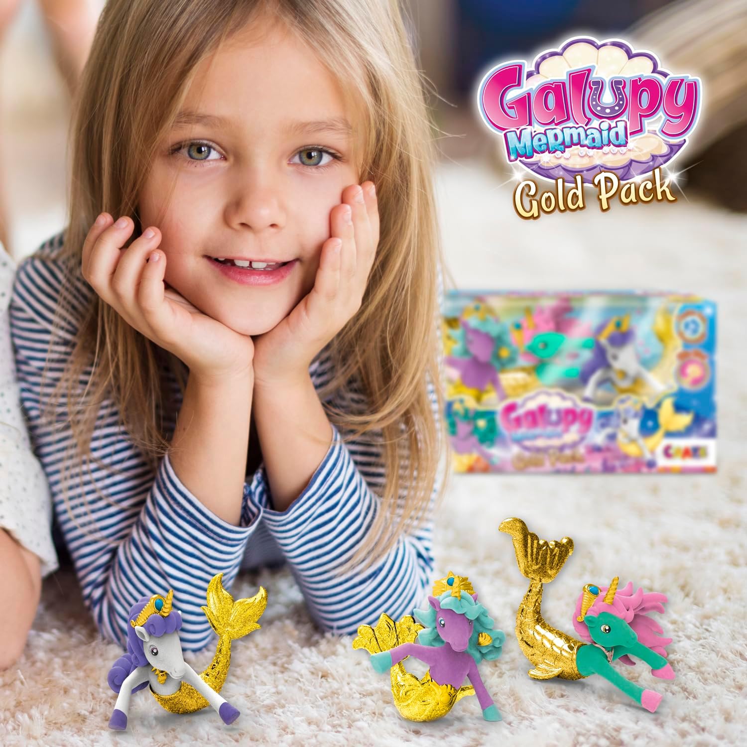 Thumbnail 4 de GALUPY Mermaid Gold Pack : pack de 3 figurines licorne mi-licorne mi-sirène avec cristal Swarovski