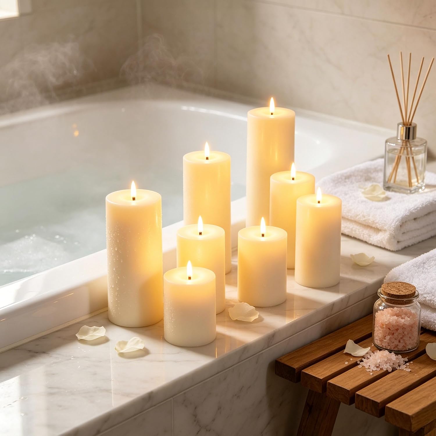 Detalle de 12 Candele LED Avorio Impermeabili con Telecomandi – Set 4 altezze assortite per interno ed esterno