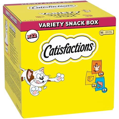 Detalle de Catisfactions Snack per Gatto – Confezione mista Pollo, Formaggio e Salmone (12 x 60 g)