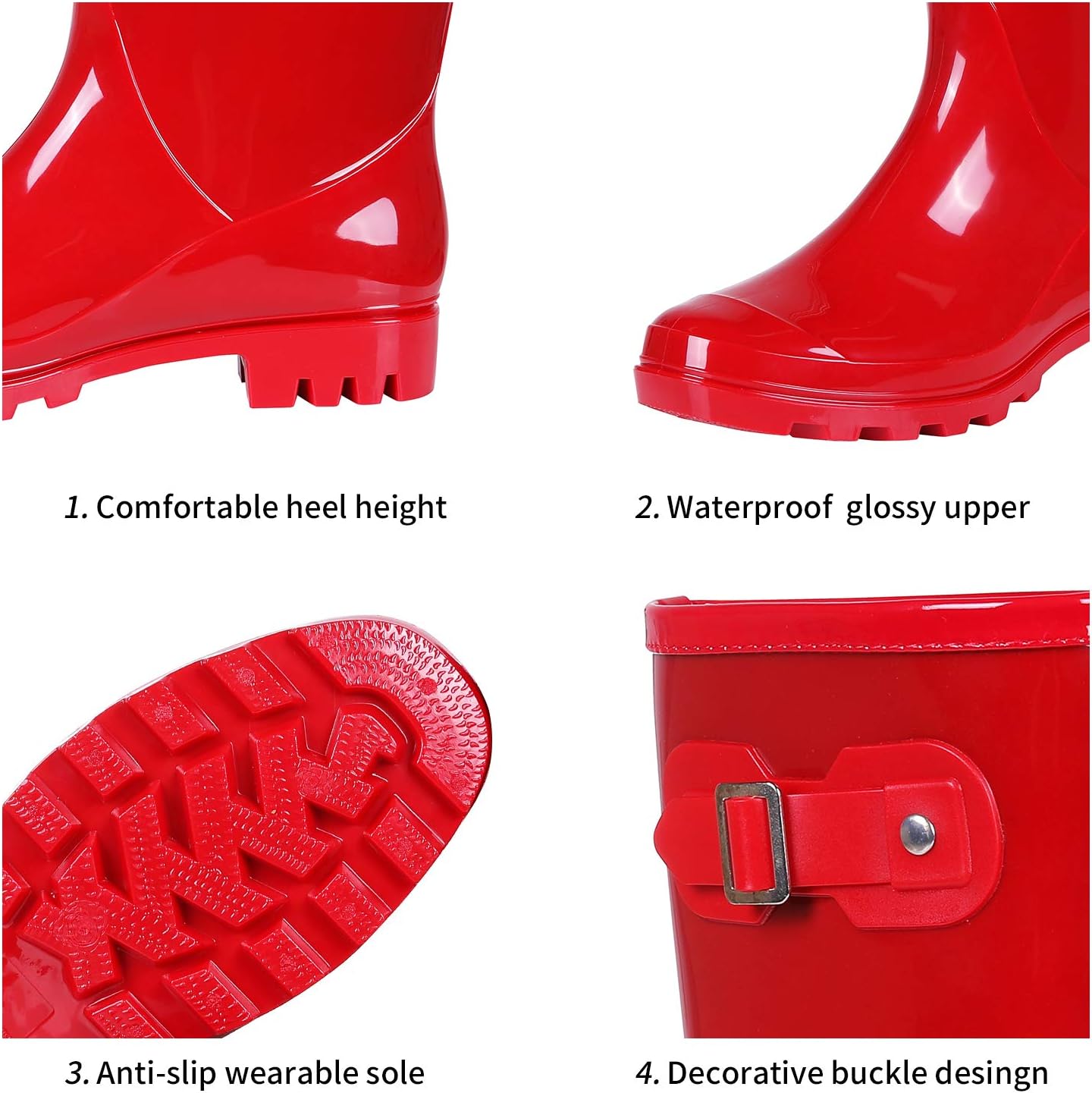 Detalle de Evshine Women's Rain Boots, Mid-Calf
