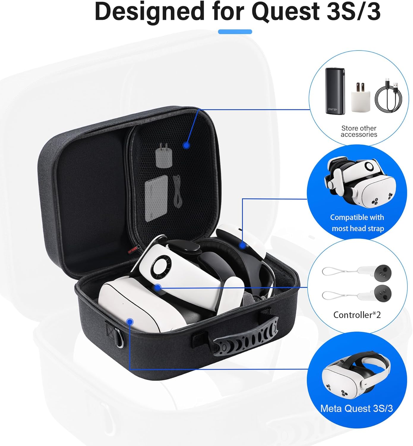 Detalle de Hard shell VR carrying case for Quest 3S
