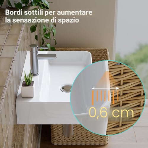 Detalle de HOROW Lavabo a parete sospeso in ceramica bianco 46x31 cm – design moderno e facilità di pulizia