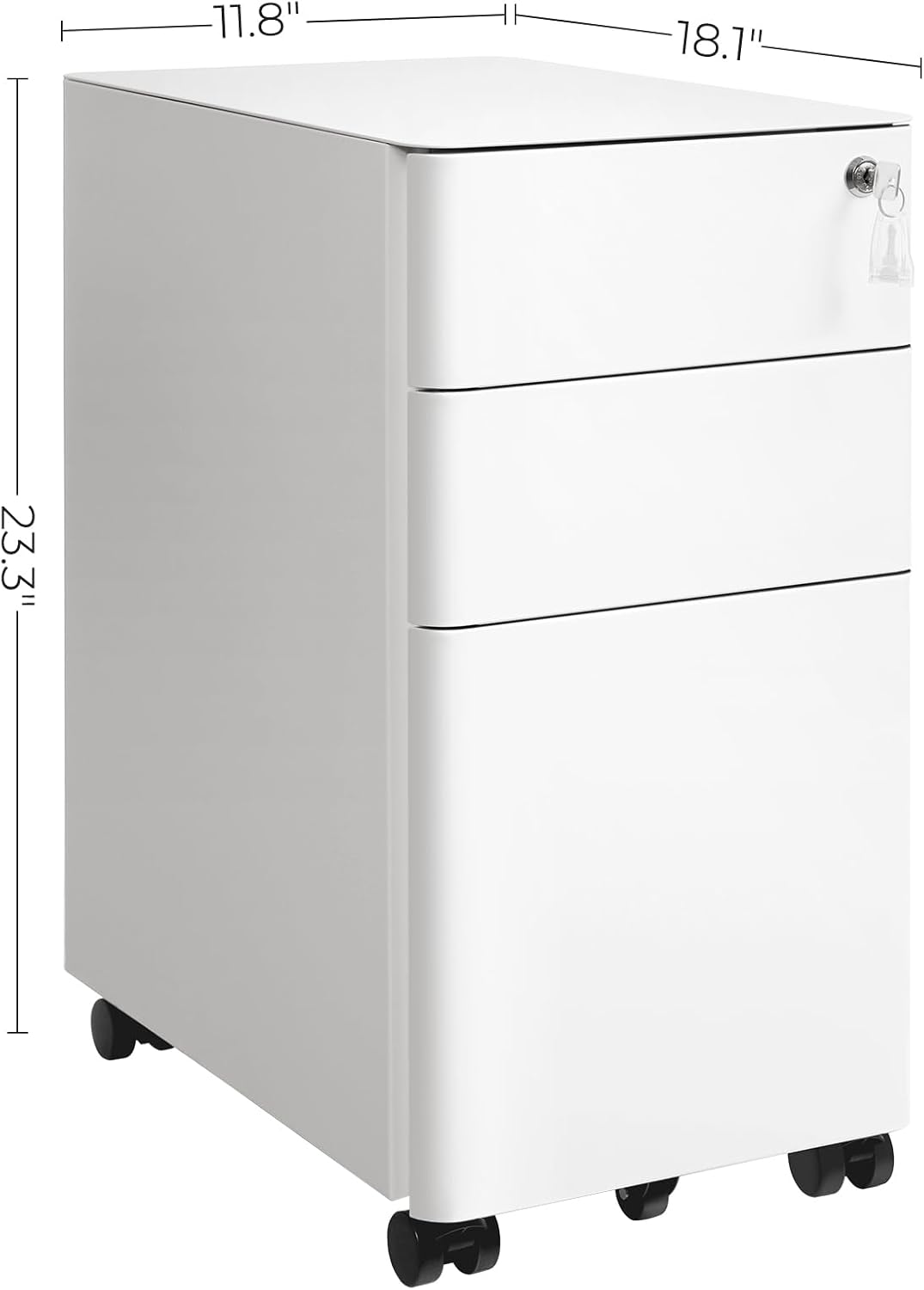 Thumbnail 2 de SONGMICS Mobile File Cabinet with Wheels and Lock (Pre-assembled) for A4/Letter/Legal — White OFC030W01