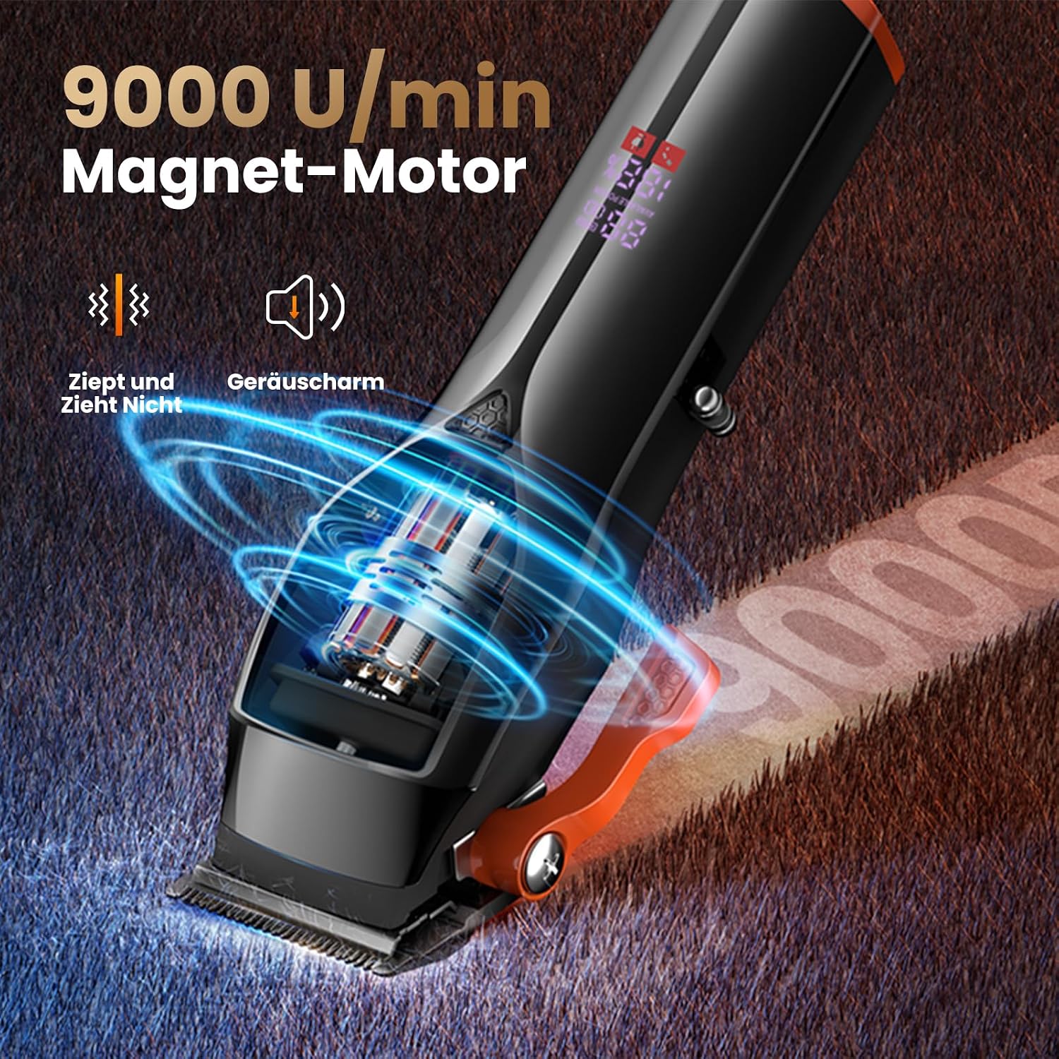 Detalle 2 de MAXGROOM Haarschneidemaschine Profi Set – Diamantähnlich beschichtete Klingen, Keramik-Klingen, 9000 U/min Magnet-Motor, Zero-Gap Konturen, Akku, LED-Anzeige