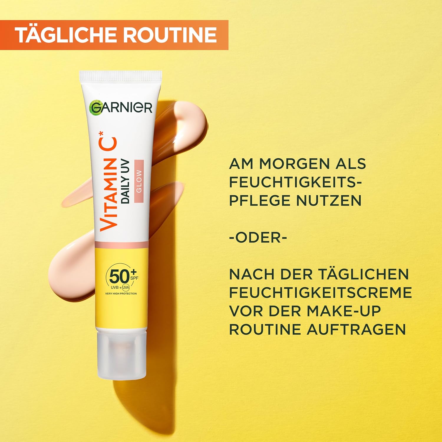 Detalle de Garnier Vitamin C Tägliches Sonnenfluid SPF 50+ – getöntes UV-Schutzfluid mit Glow, 40 ml