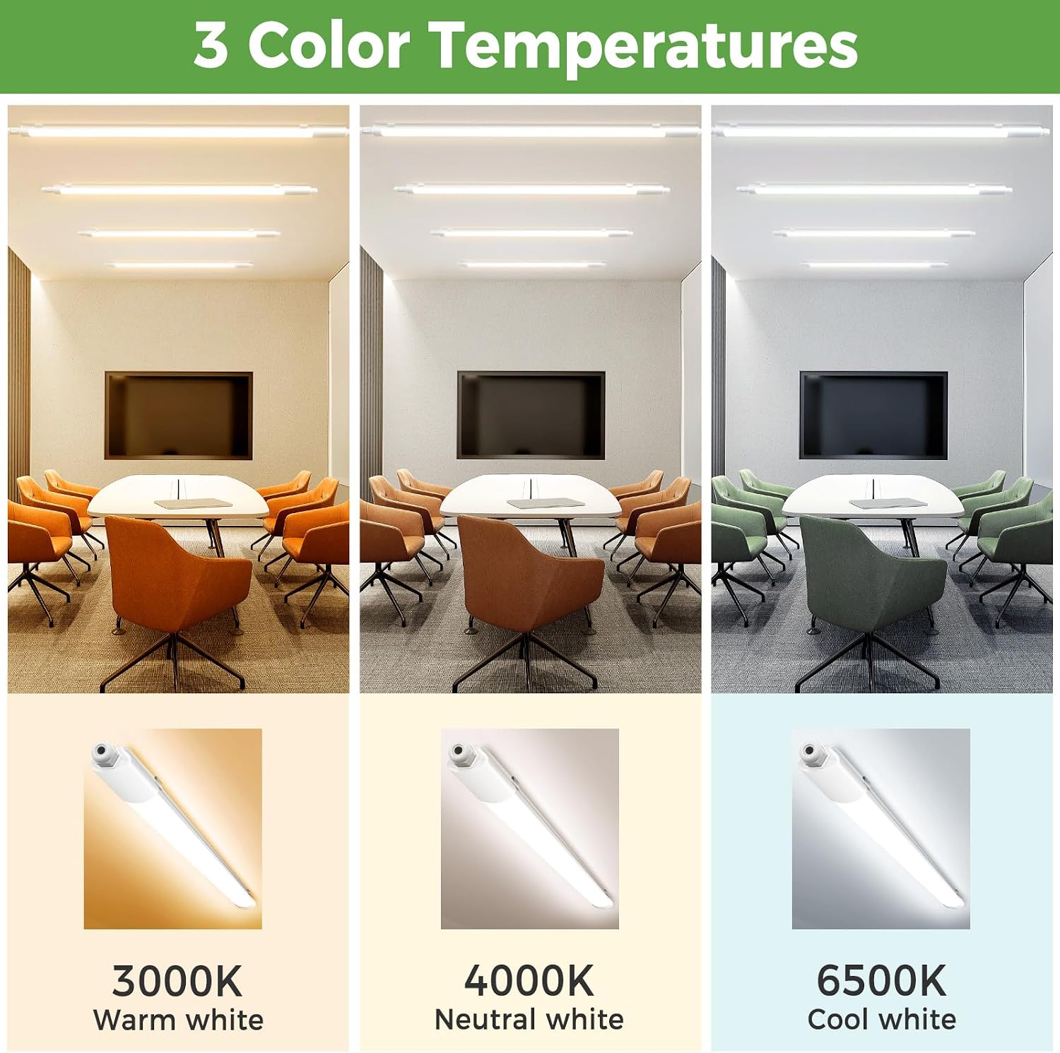 Thumbnail 2 de Zemty 4FT LED Batten Lights 36W 3960LM (IP65, 3CCT selectable) for shed, garage and workshop