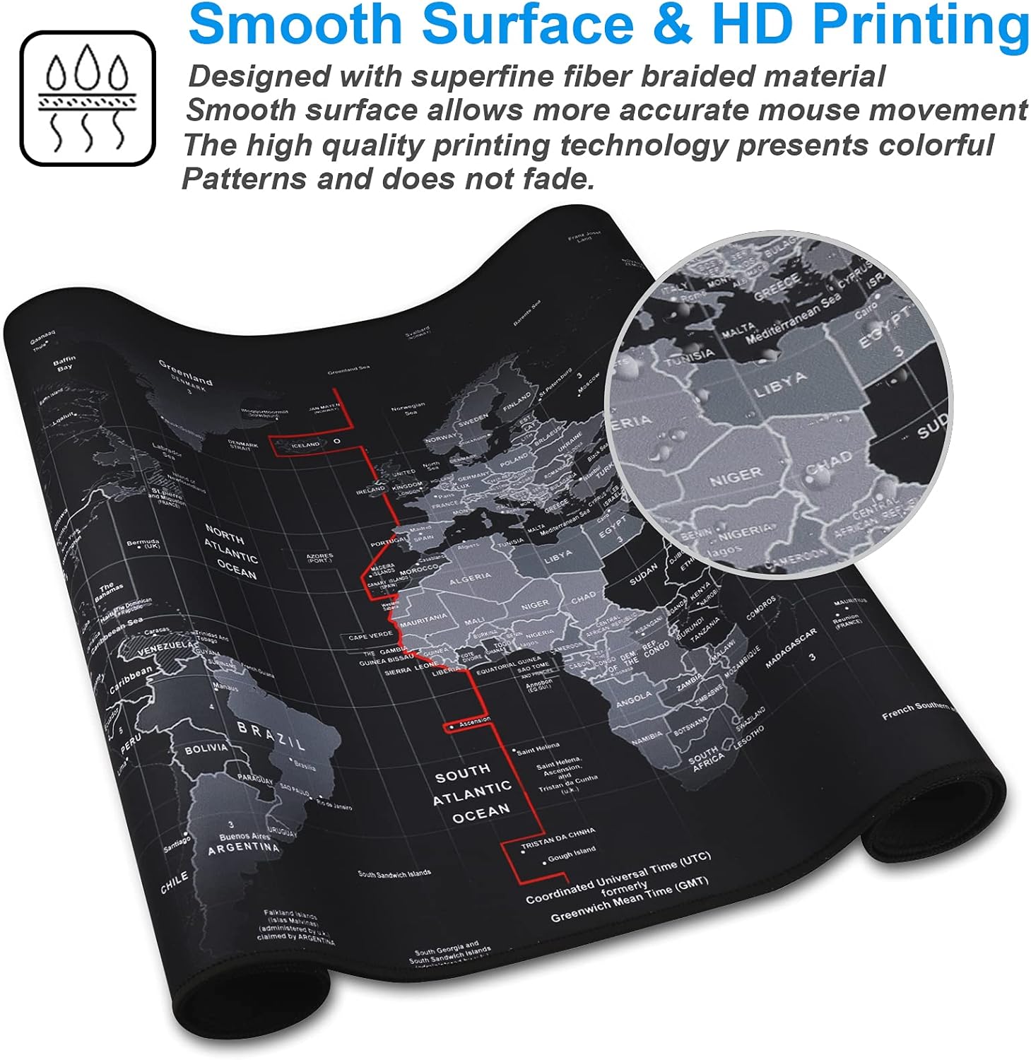 Detalle de Cmhoo chengmenghe XXL Map Mouse Pad, 35.4 x 15.7-Inch Non-Slip Mat