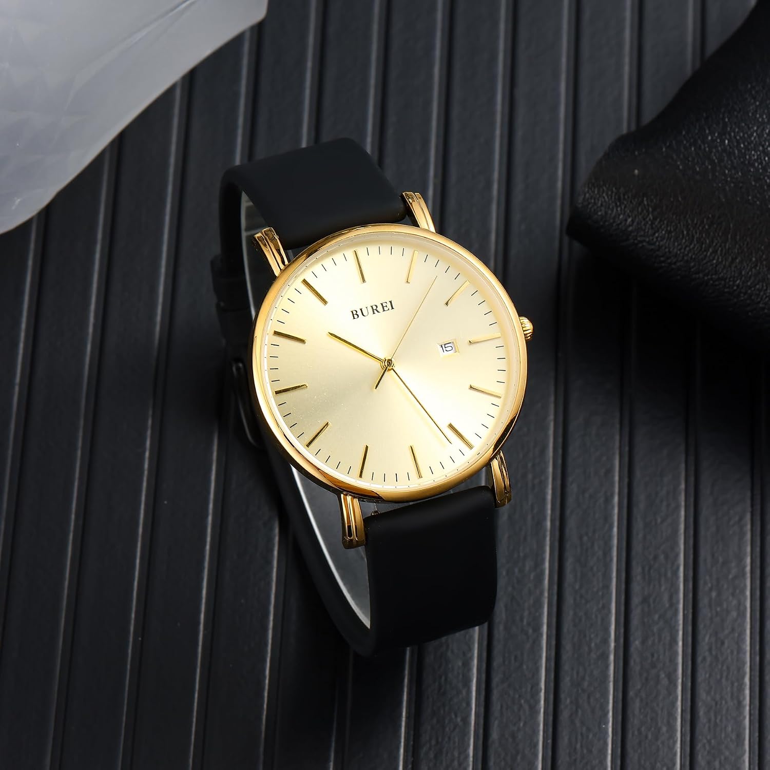 Thumbnail 2 de BUREI Minimalist Montre Homme Classy Date – Calibre quartz japonais, bracelet silicone et acier 316L