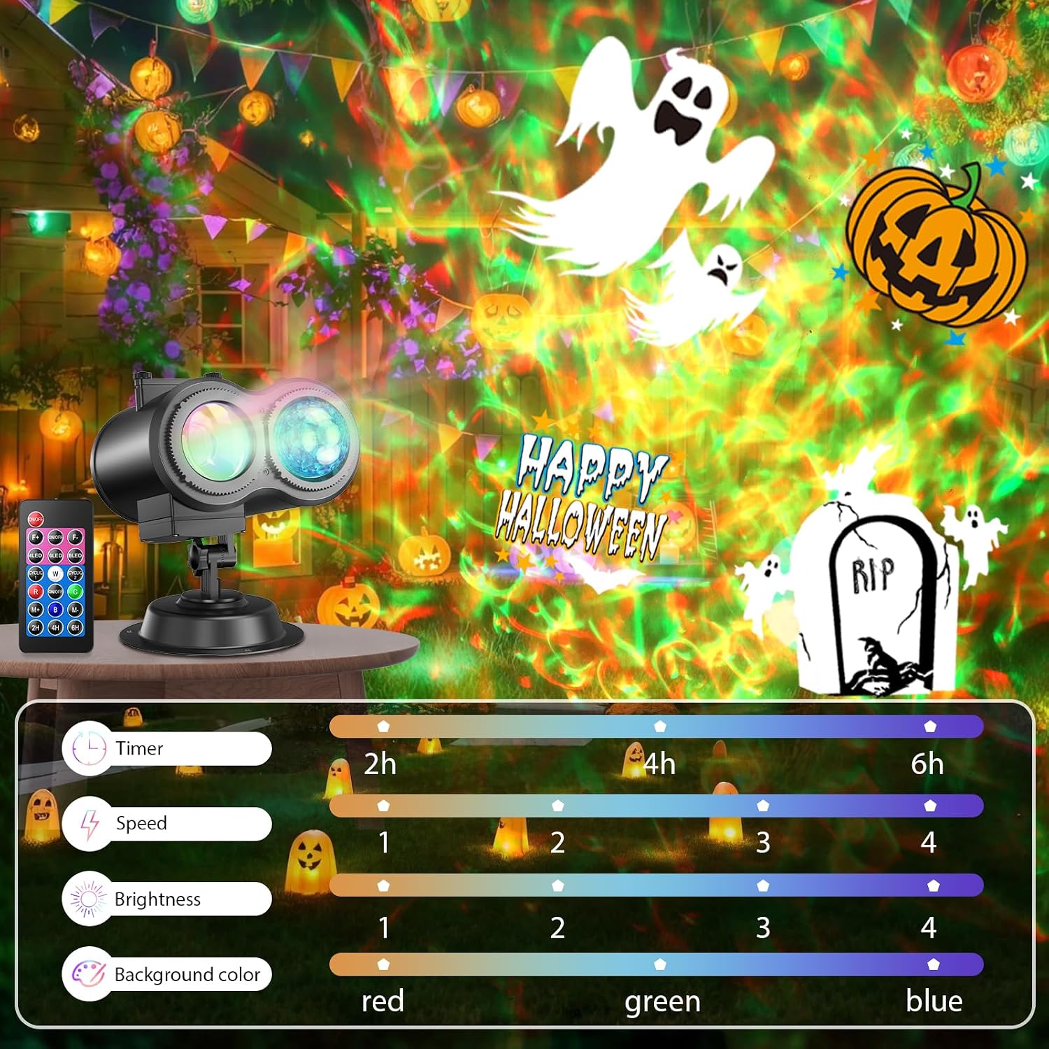 Detalle 2 de Macchiatto SE508-007 Halloween-projector voor buiten, 20 motieven en IP64