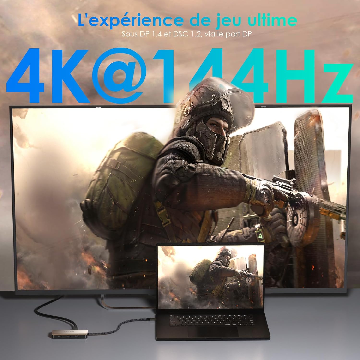 Detalle de WAVLINK Station d’accueil triple 4K 7 en 1 avec double HDMI, DP et charge PD 100 W