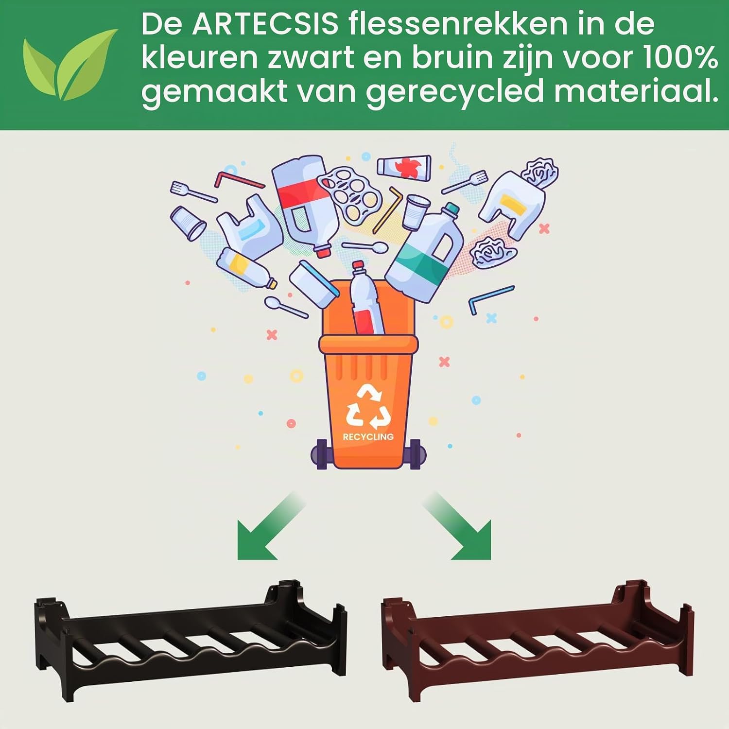 Thumbnail 6 de ARTECSIS® brun stapelbaar kunststof wijnrek voor 36 flessen, modulair