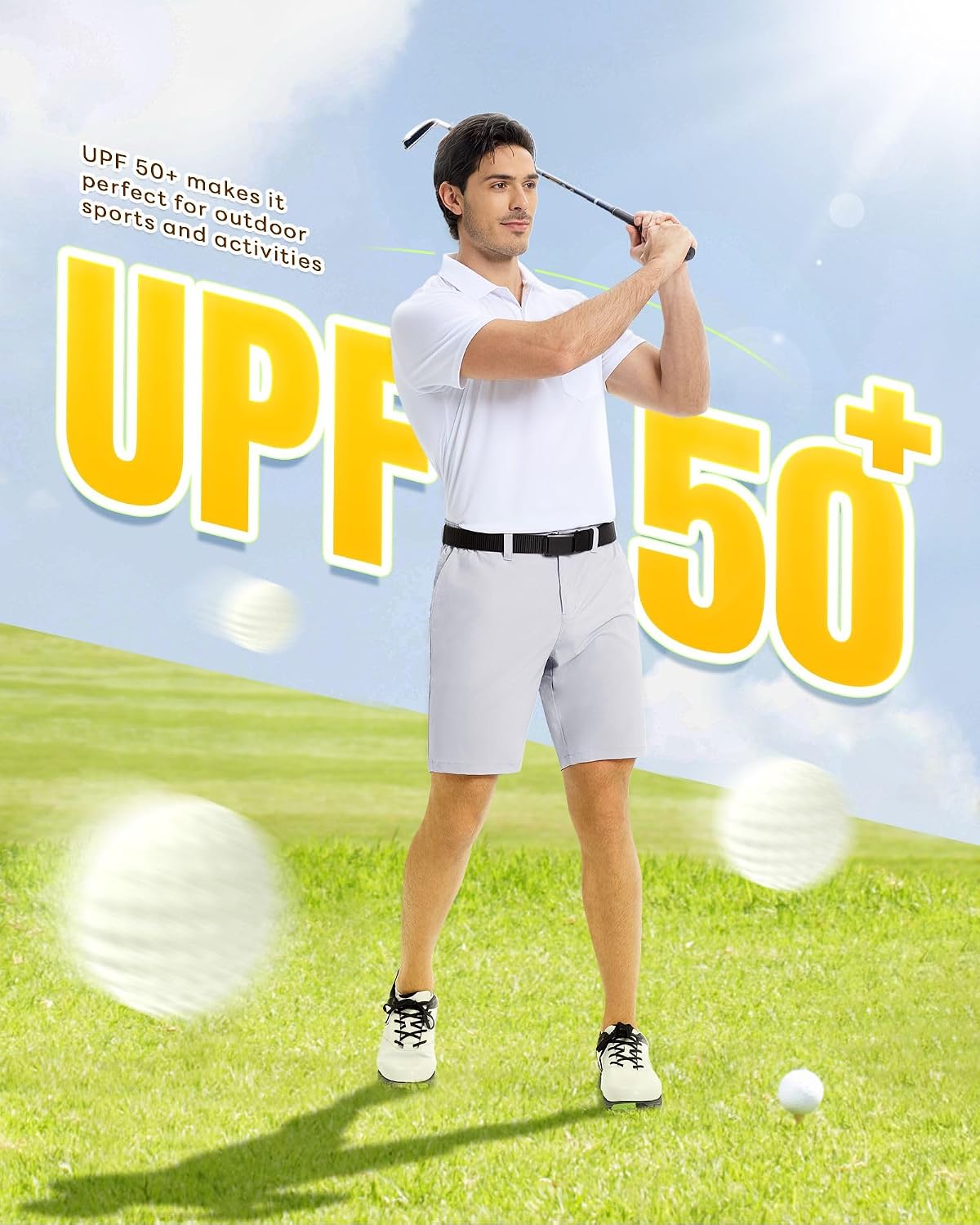 Detalle 2 de Outdoor Ventures Men's Golf Shorts 9" UPF 50+ Bermuda Shorts with 4-Way Stretch
