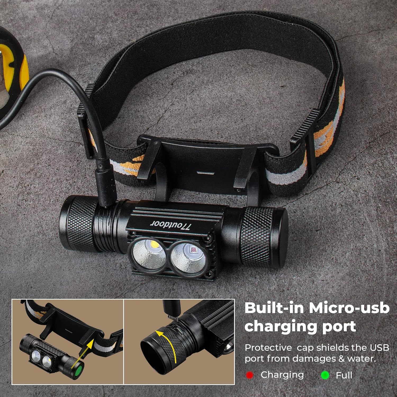 Detalle de Sofirn D25LR: Lampada frontale LED con luce rossa 661 nm e ricarica USB‑C