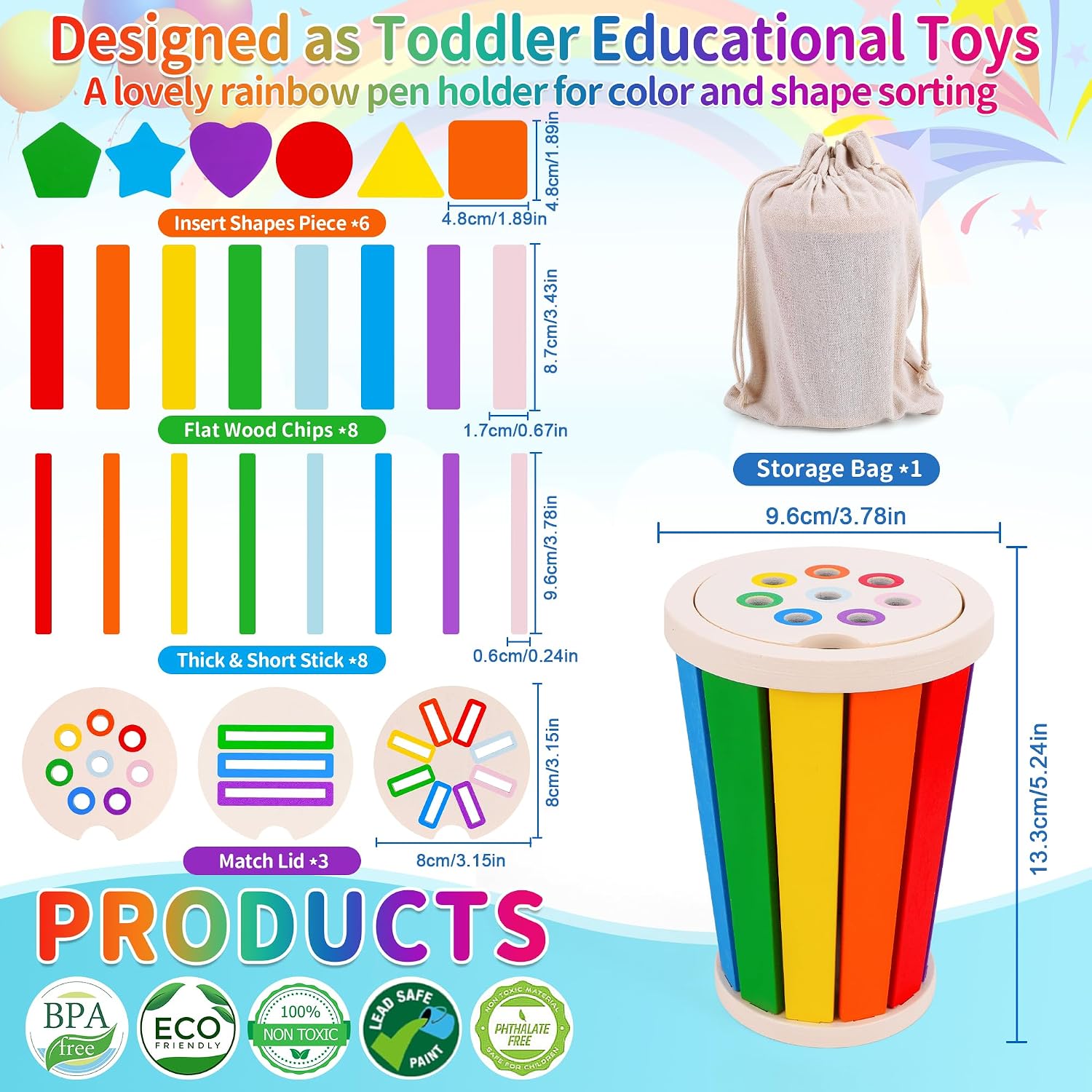 Thumbnail 4 de FCSONU Jouet Montessori tri formes 34 pcs