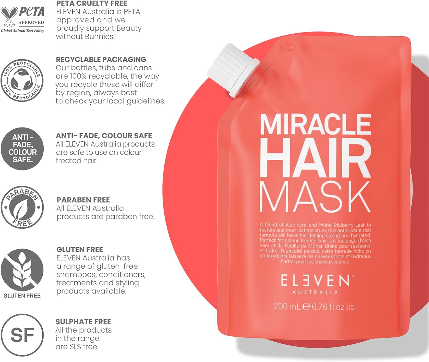 Thumbnail 5 de ELEVEN AUSTRALIA Miracle Hair Mask - Soin revitalisant pour cheveux secs et abîmés, 200 ml