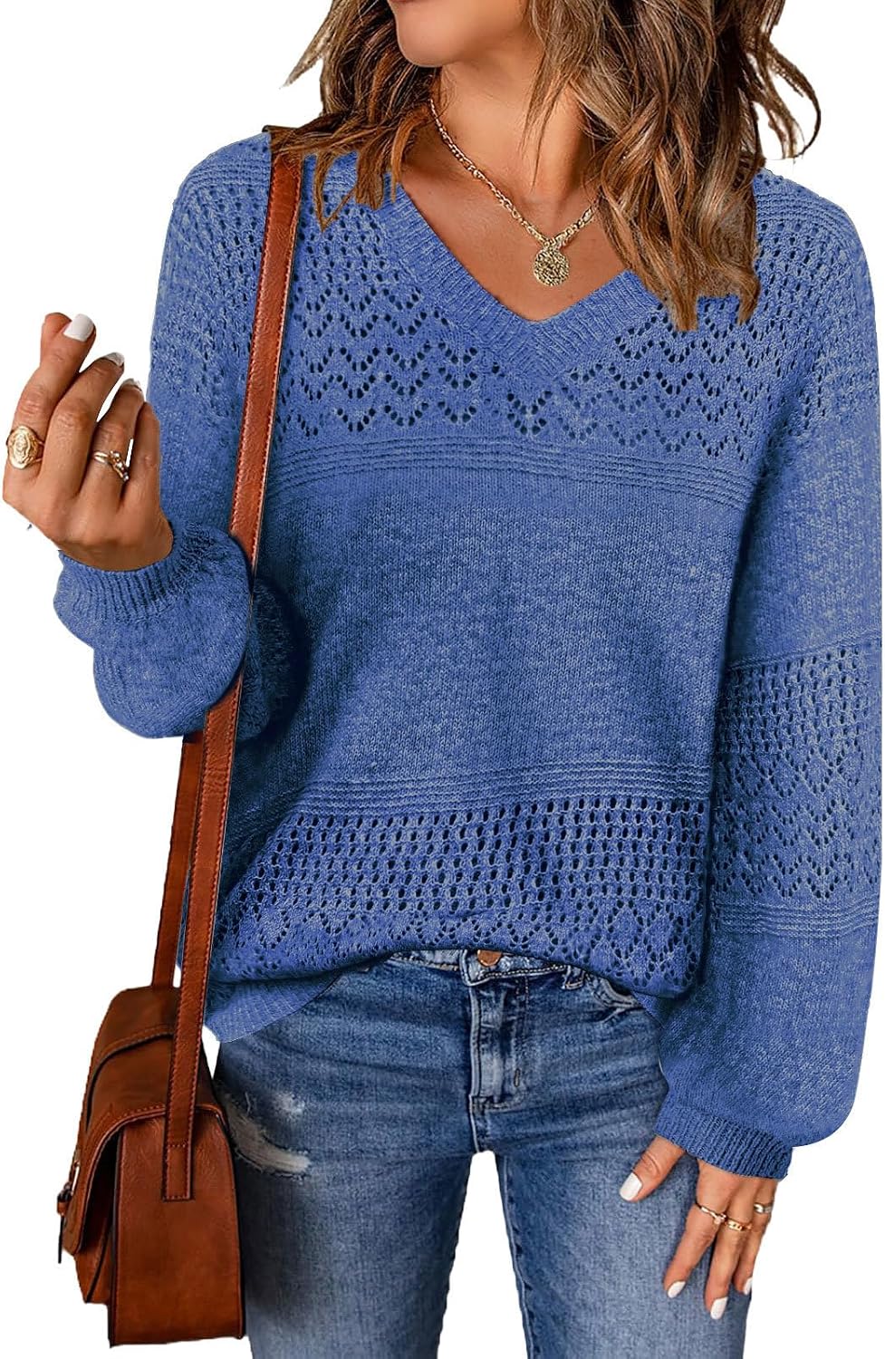 Detalle de MixShe Women's Knit Sweater, V-Neck