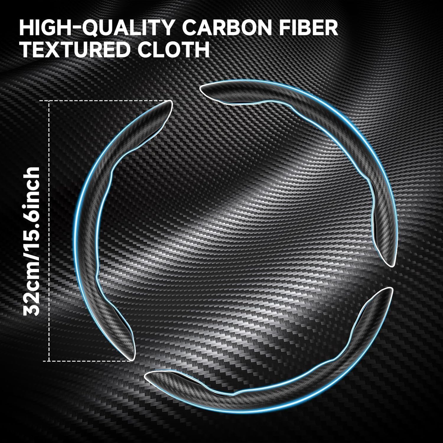 Thumbnail 3 de EINESIN 3pcs Car Carbon Fibre Anti-Skid Steering Wheel Cover: Universal 99% Fit, Segmented Butterfly Design