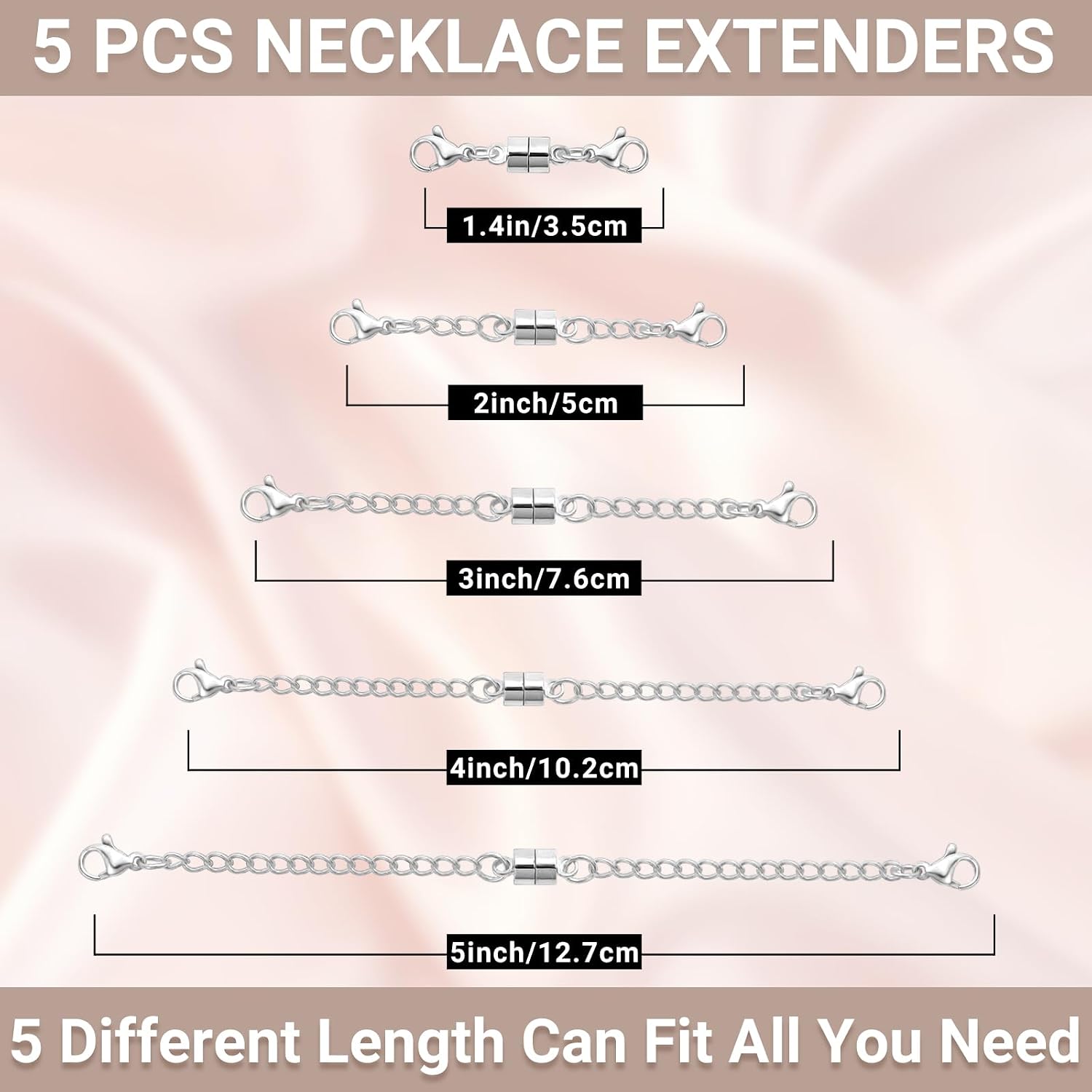 Detalle 2 de OHINGLT 5Y Magnetic Necklace Extenders, 316 Stainless Steel, 5 Lengths