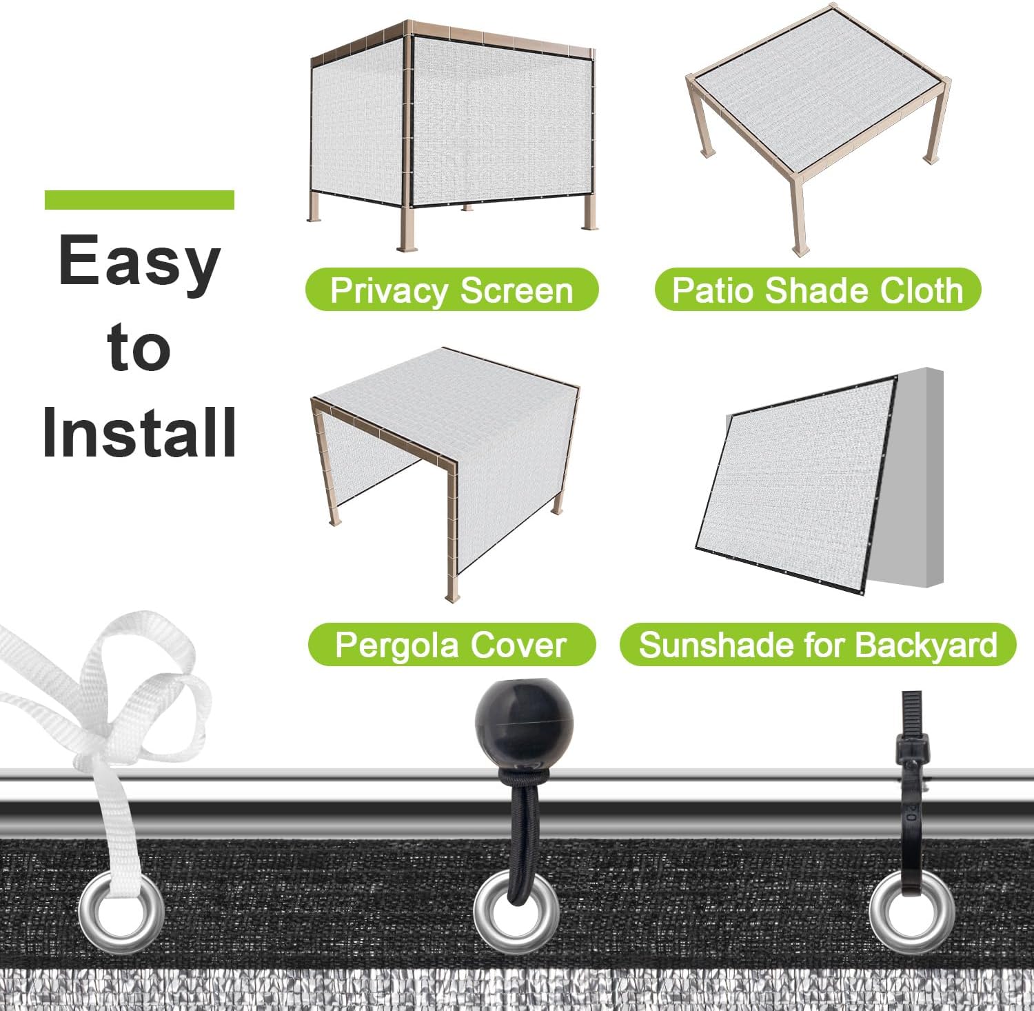 Detalle de SUNNY GUARD Shade Cloth, 6.5 x 10 ft